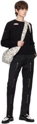The World Is Your Oyster Black Distressed Sweater