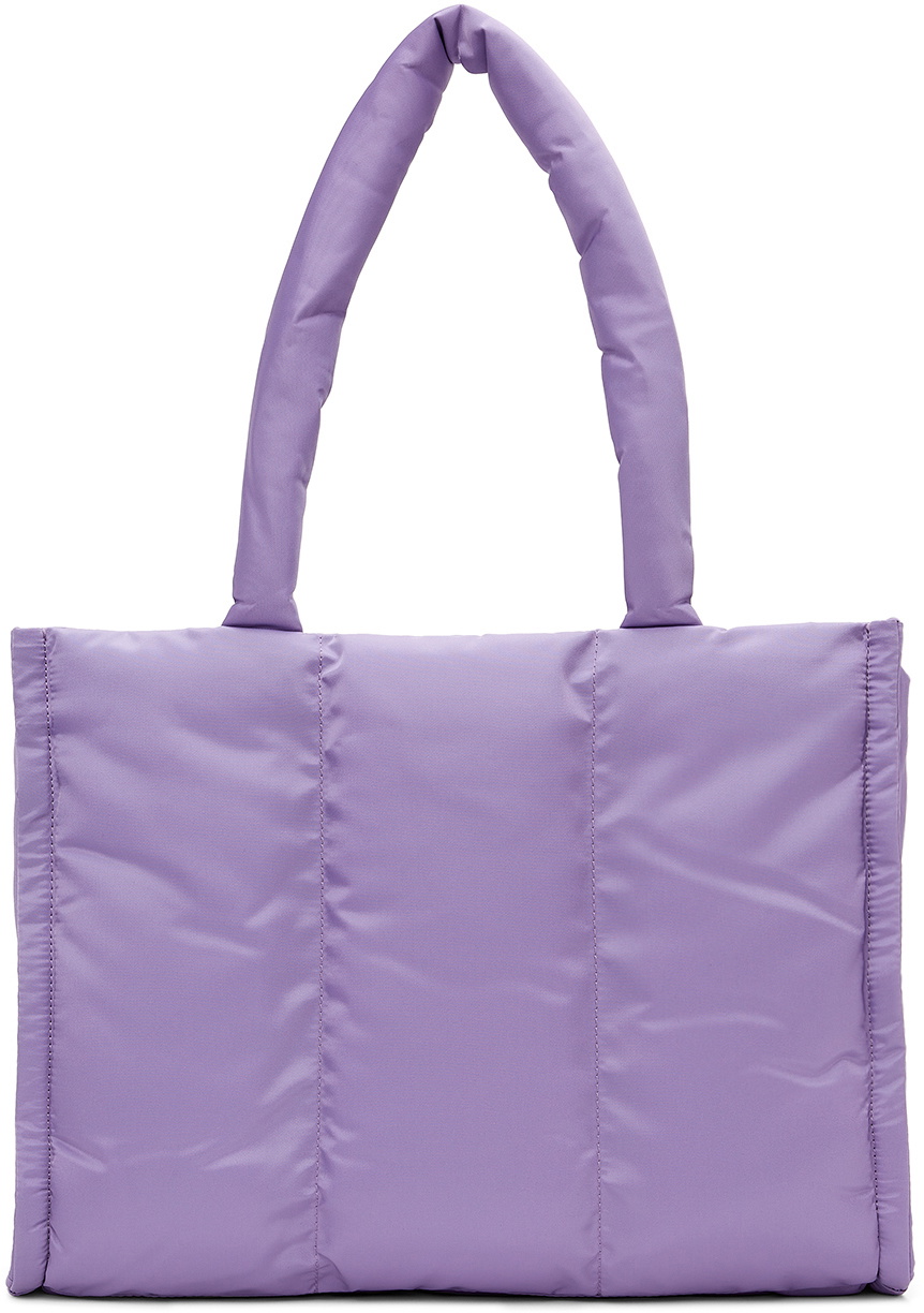 Clare V Iris Purple Giant Trop Quilted Tote Bag Nylon EUC