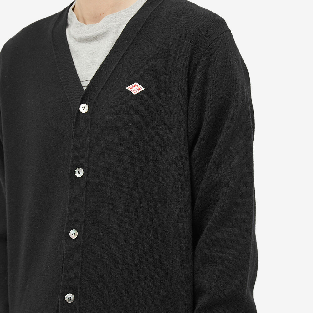 Danton Men's Logo Lambswool Cardigan in Black Danton