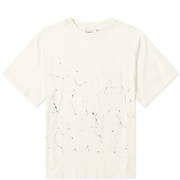 Photo: Colour Range Men's Splatter Pocket T-Shirt in Washed Pearl