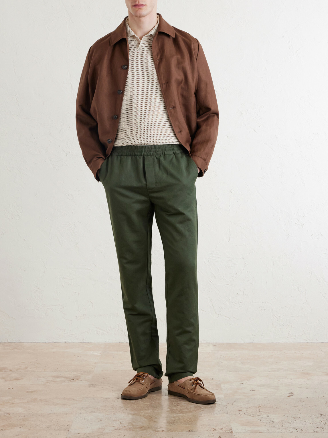 Sunspel - Tapered Cotton and Linen-Blend Trousers - Green