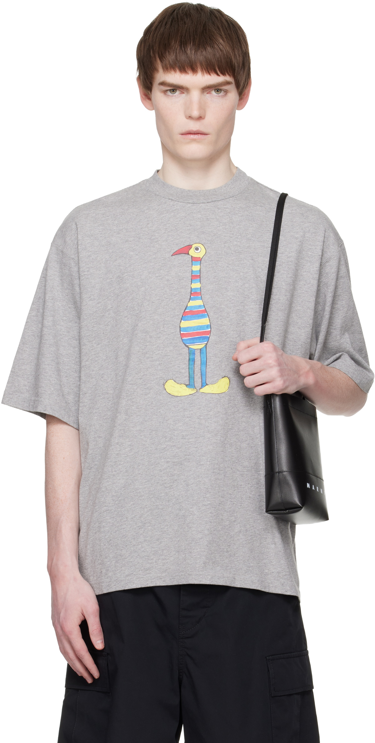 Marni Gray Cotton 'Marni Animal Alphabet I Print' T-shirt