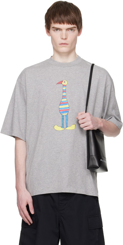 Photo: Marni Gray Cotton 'Marni Animal Alphabet I Print' T-shirt