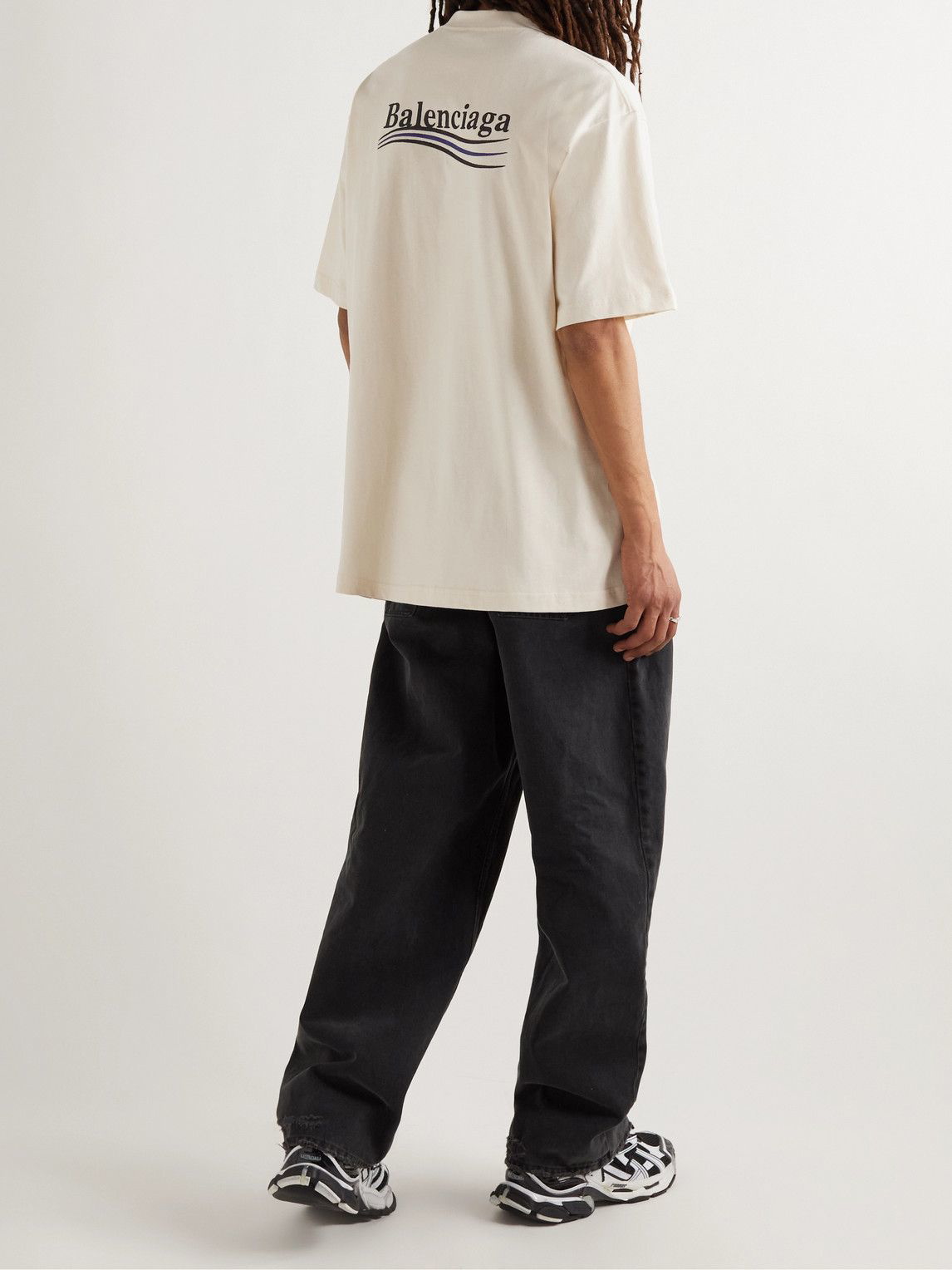 Balenciaga - Oversized Logo-Embroidered Cotton-Jersey T-Shirt ...