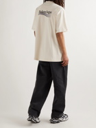 Balenciaga - Oversized Logo-Embroidered Cotton-Jersey T-Shirt - Neutrals