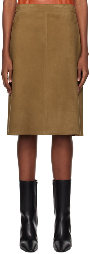 Photo: Ferragamo Brown A-Line Midi Skirt