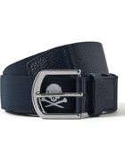 G/FORE - Killer T's 4cm Embroidered Webbing and Full-Grain Leather Belt - Blue