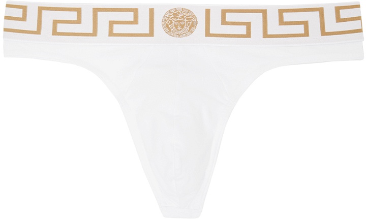 Photo: Versace Underwear White Greca Border Thong