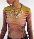 Jean Paul Gaultier Striped mesh top