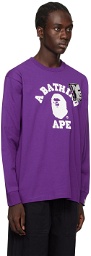 BAPE Purple Mad Face College Long Sleeve T-Shirt