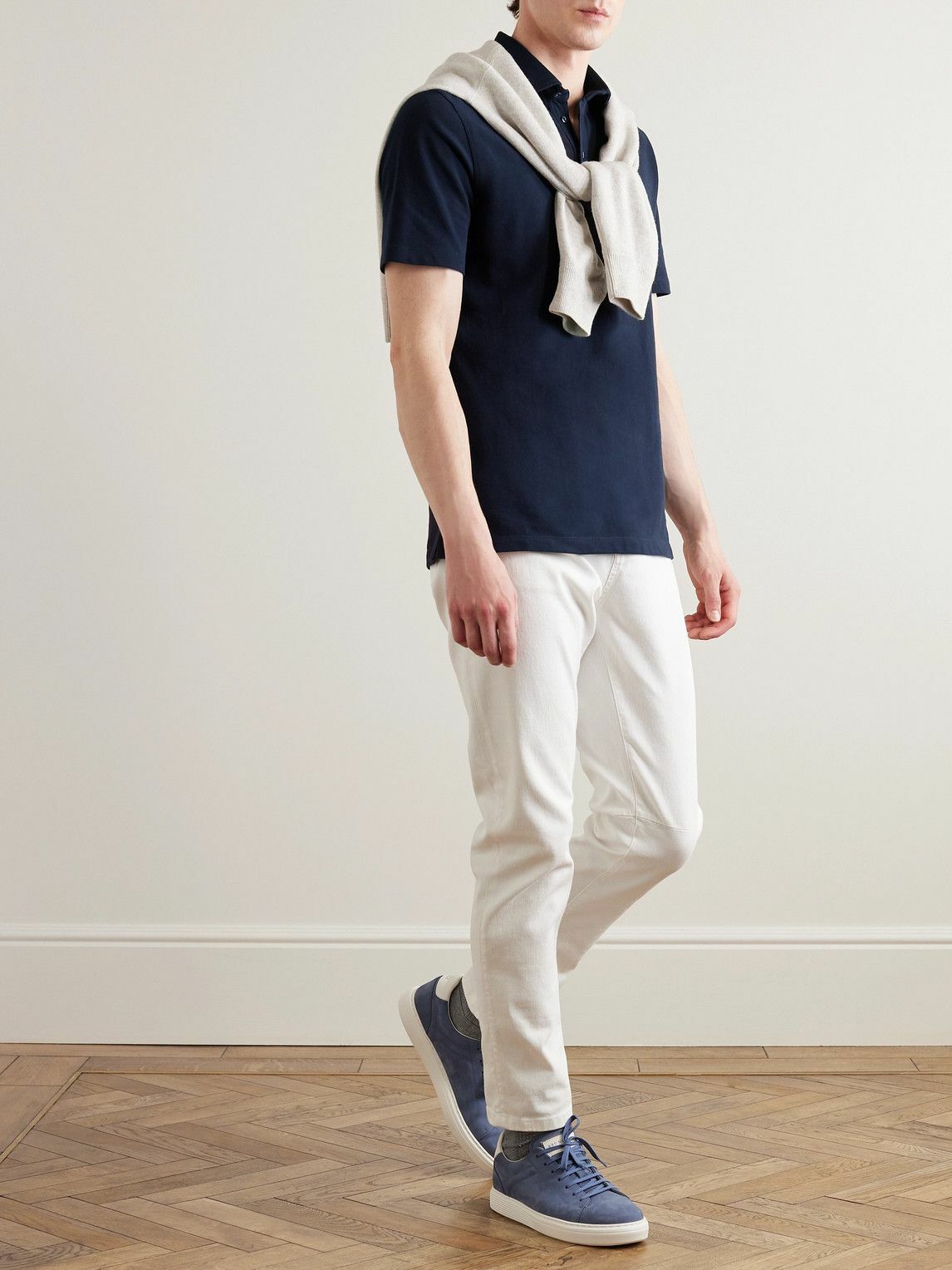 Brunello Cucinelli Blue Cotton Polo Shirt main image 1
