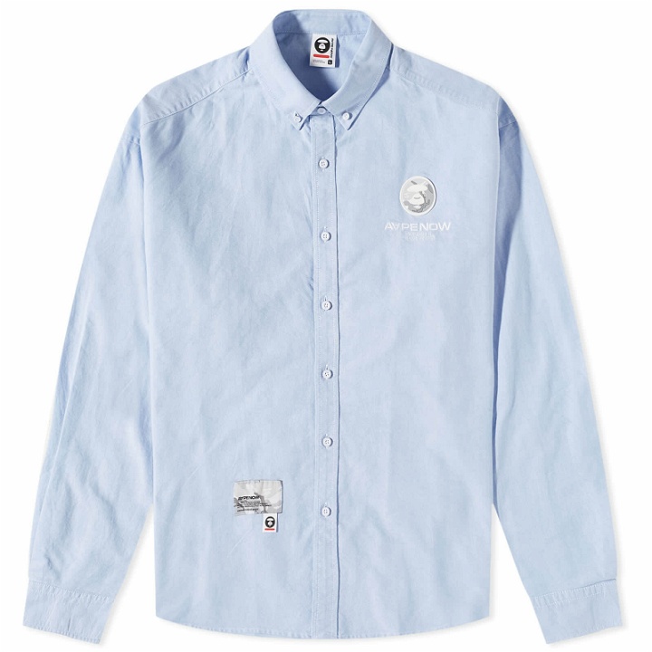 Photo: Men's AAPE Now Oxford Cotton Shirt in Sky Blue