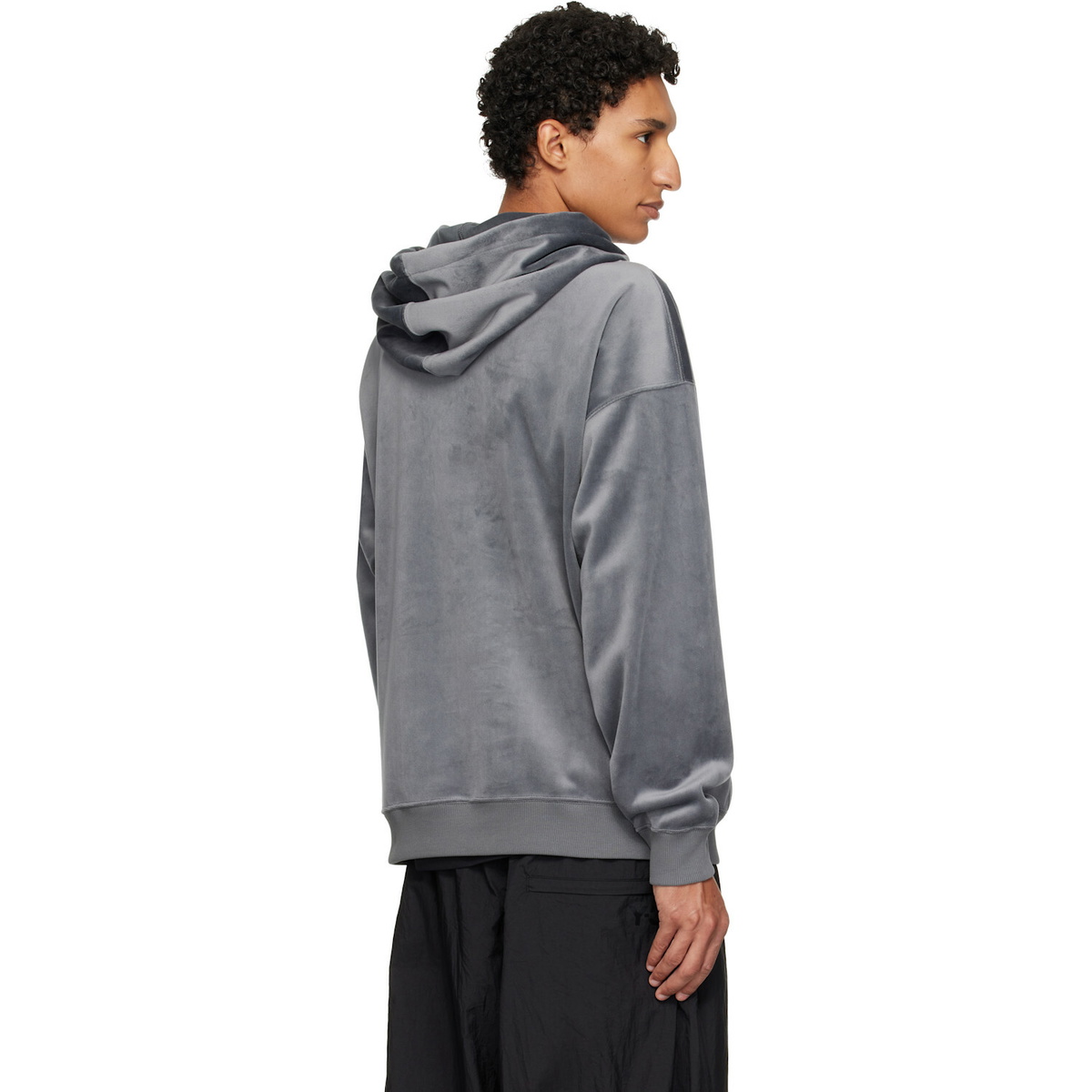 Y-3 Gray Velvet Corduroy Hoodie