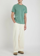 JW Anderson Ribbon Anchor Embroidered Cotton T-shirt Teal