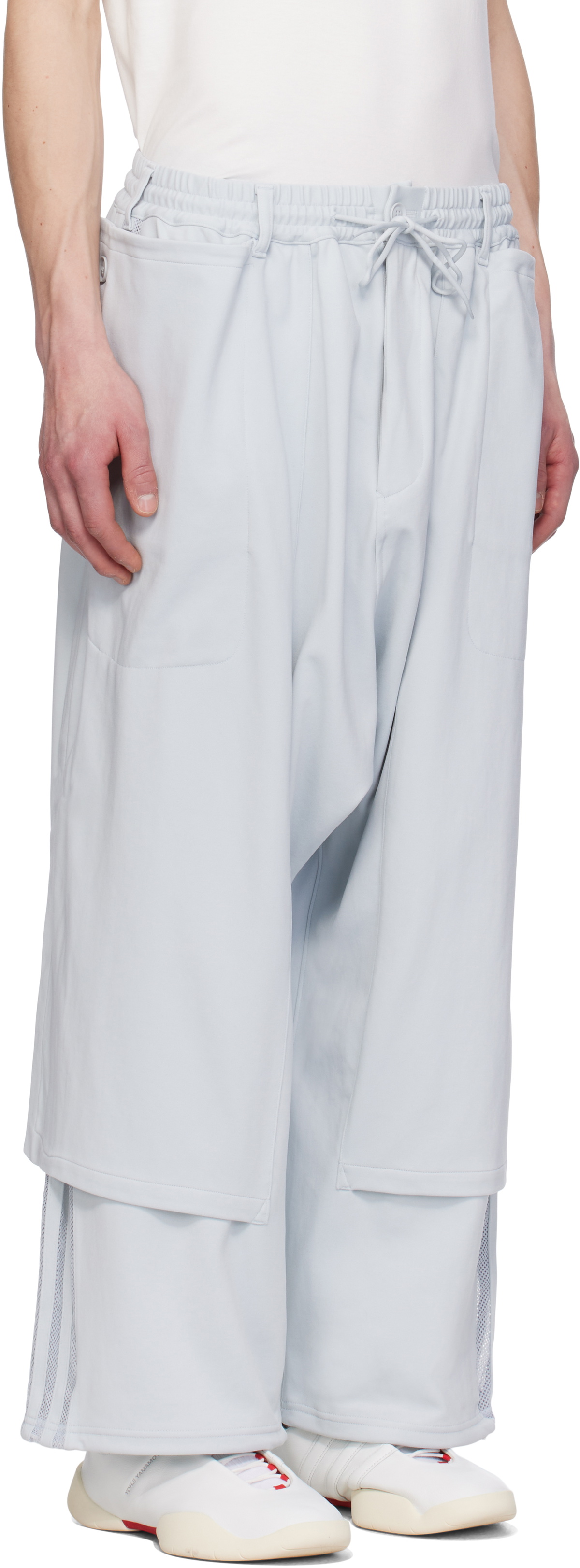 Y-3 Gray 3-Stripes Openhem TP Sweatpants