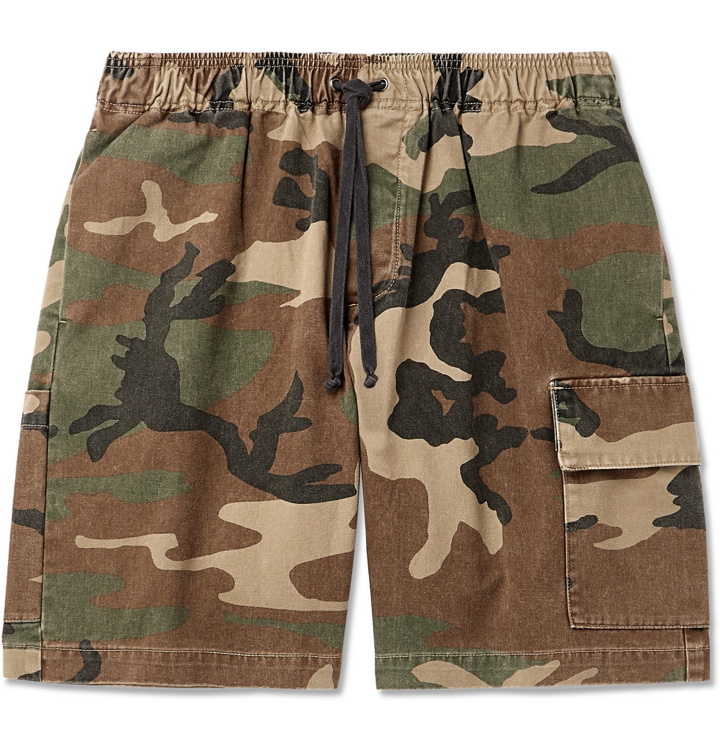 Photo: John Elliott - Camouflage-Print Cotton-Twill Drawstring Cargo Shorts - Green