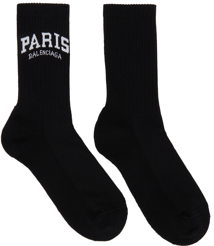 Photo: Balenciaga Black 'Paris' Tennis Socks