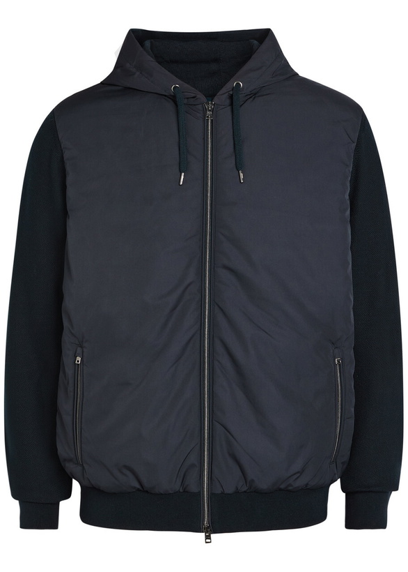 Photo: Herno Hooded Shell and Cotton-knit Jacket Navy
