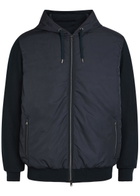 Herno Hooded Shell and Cotton-knit Jacket Navy