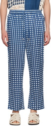 HARAGO Indigo & White Check Trousers