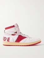 RHUDE - Rhecess Distressed Leather High-Top Sneakers - Red - 7