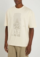 Ten C Manica Corta Printed Cotton T-shirt Ecru