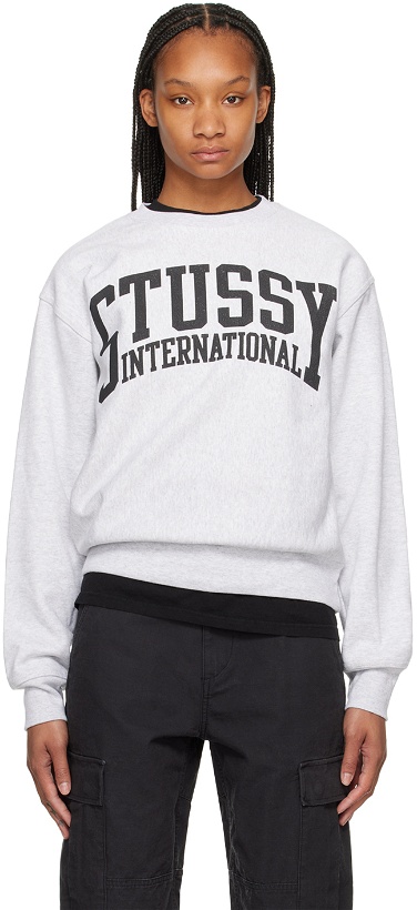Photo: Stüssy Gray Screen-Printed Sweatshirt