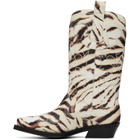 GANNI Off-White Mid Shaft Embroidered Western Boots