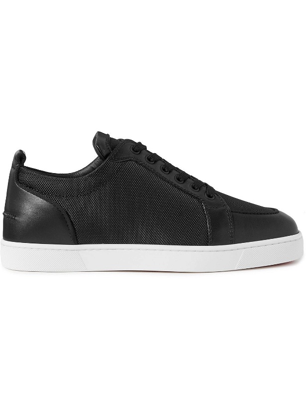 Photo: Christian Louboutin - Rantulow Leather-Trimmed Mesh Sneakers - Black