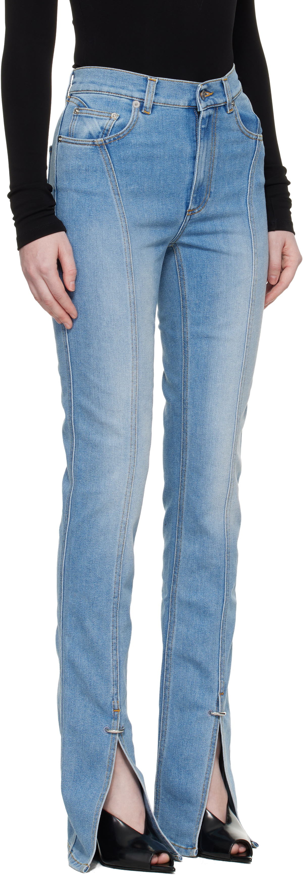 Mugler Blue Stretch Denim Jeans