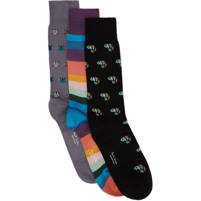 Photo: Paul Smith Three-Pack Multicolor Pattern Socks