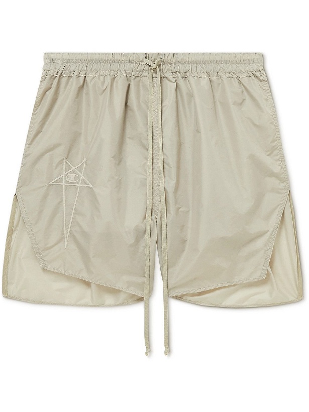 Photo: Rick Owens - Champion Dolphin Logo-Embroidered Recycled Shell Drawstring Shorts - Neutrals