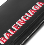 Balenciaga - Logo-Print Leather Phone Pouch - Black