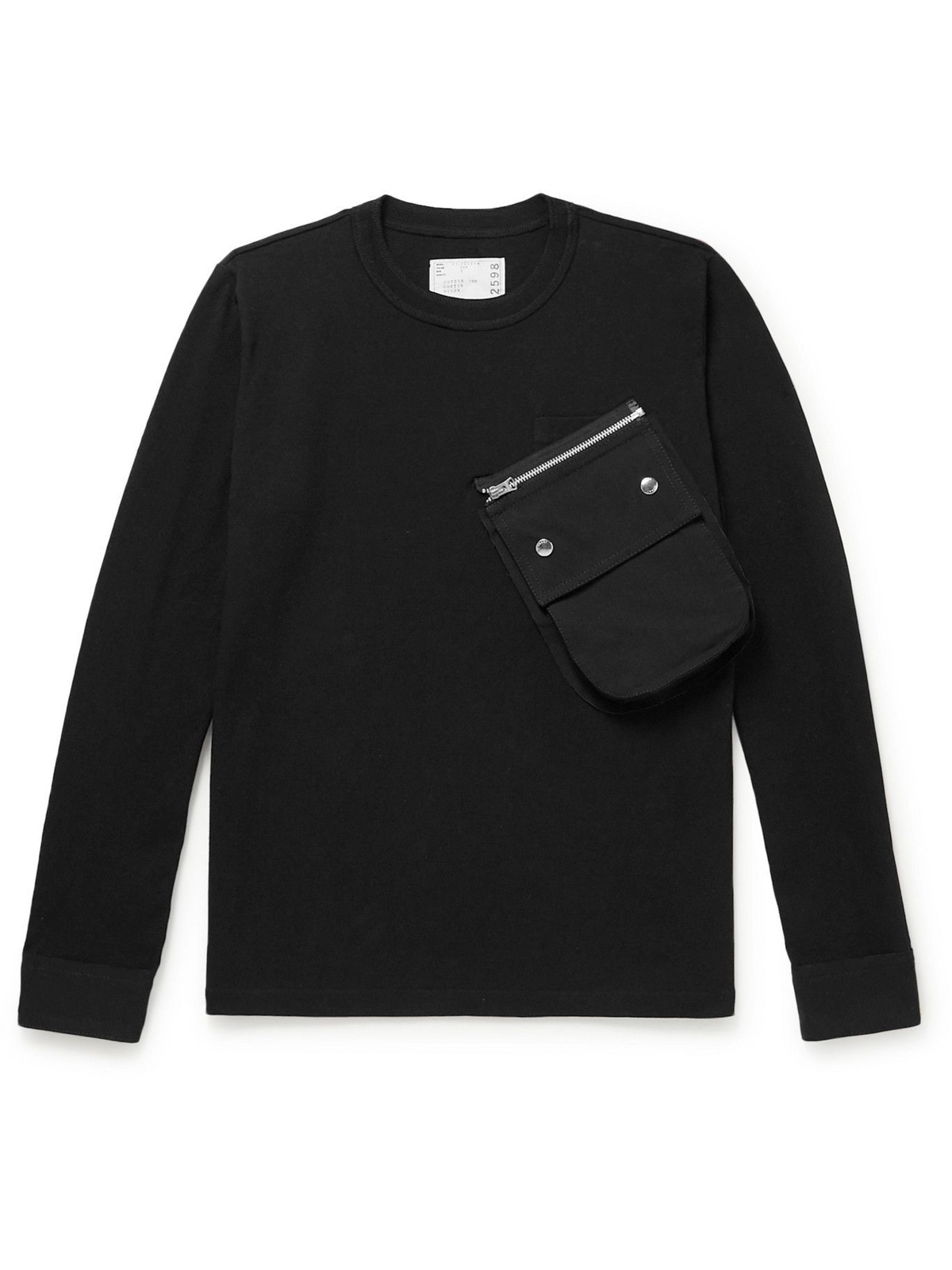 Sacai - Zip-Detailed Cotton-Jersey T-Shirt - Black Sacai
