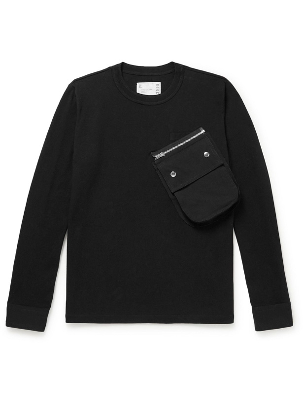 Photo: Sacai - Zip-Detailed Cotton-Jersey T-Shirt - Black
