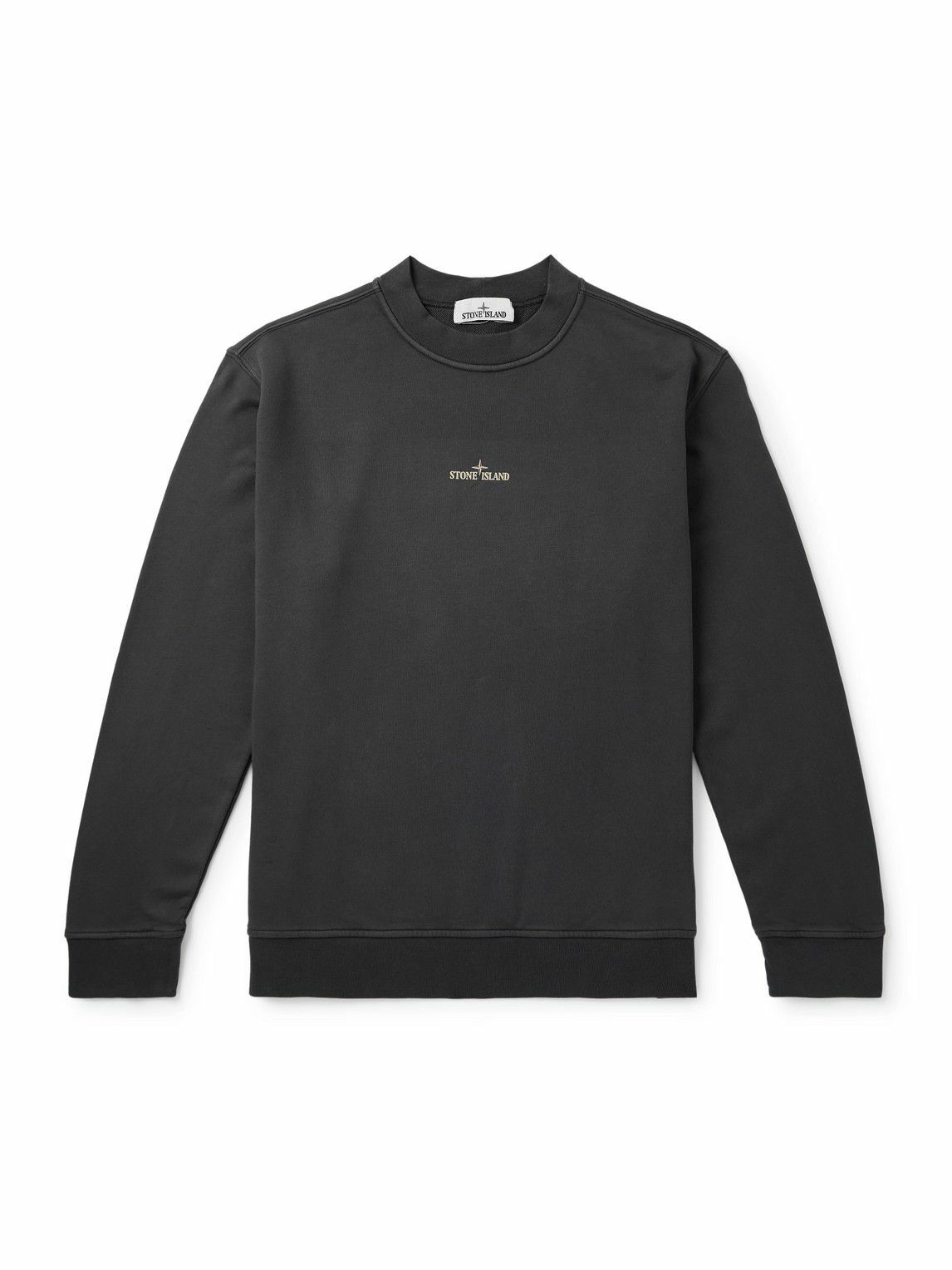 【関税&送料込】Stone  Jersey Sweatshirt With Logo Pri STONE ISLAND Logo-Appliquéd Garment-Dyed Cotton-Jersey