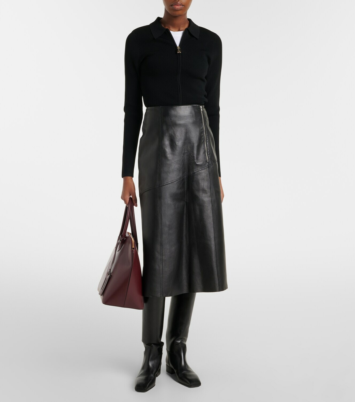 Victoria Beckham Mila ribbed-knit zip-up top