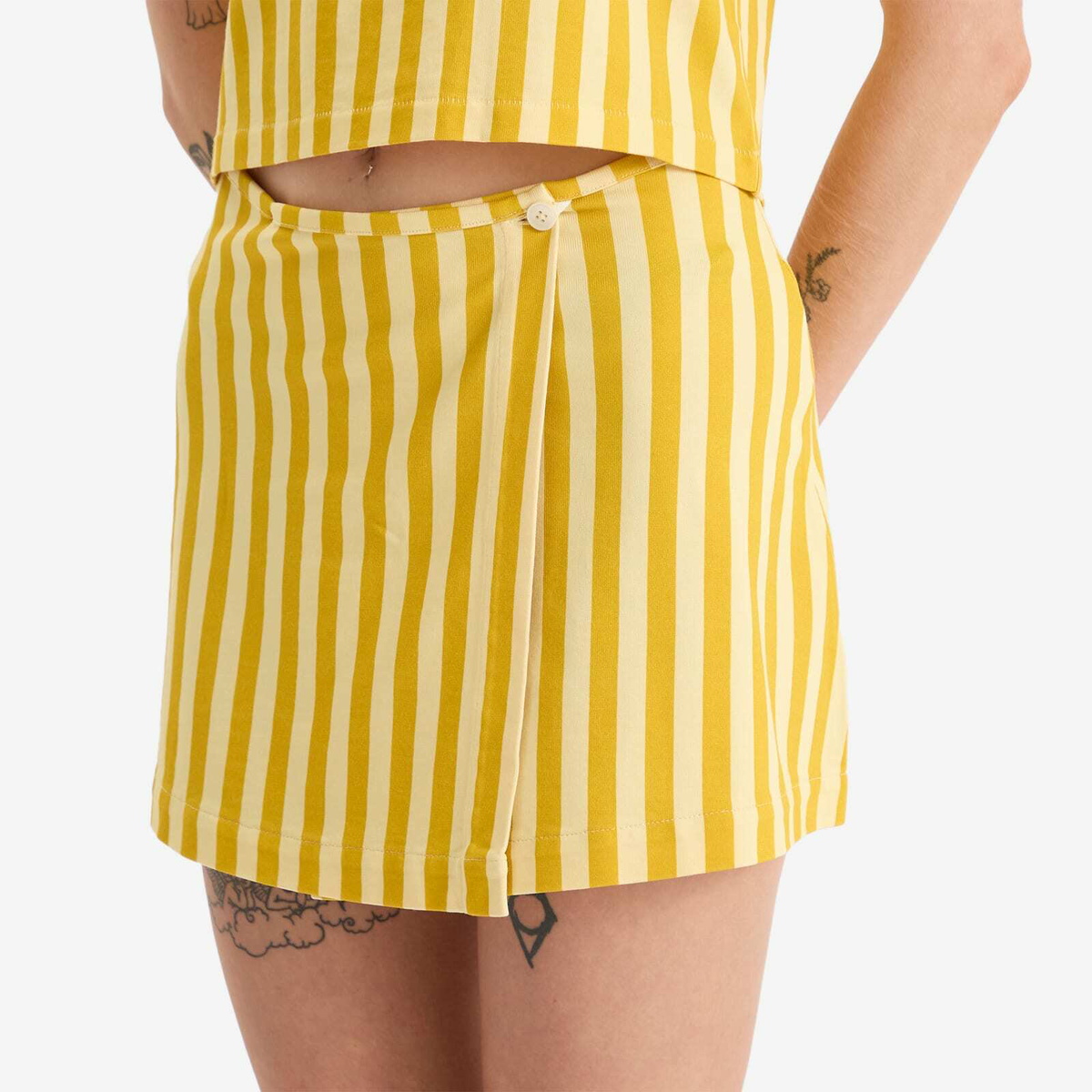 Bode Women's Medalist Skirt in Yellow Multi