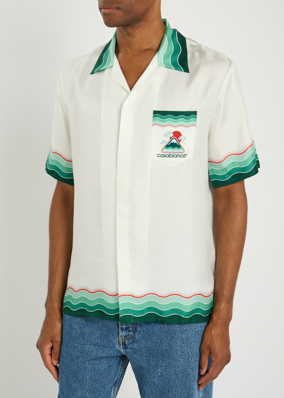 Casablanca Montagne Ondulee Printed Silk-twill Shirt Pink Casablanca