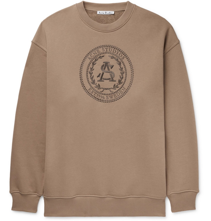 Photo: ACNE STUDIOS - Forban Oversized Logo-Embroidered Loopback Cotton-Jersey Sweatshirt - Brown