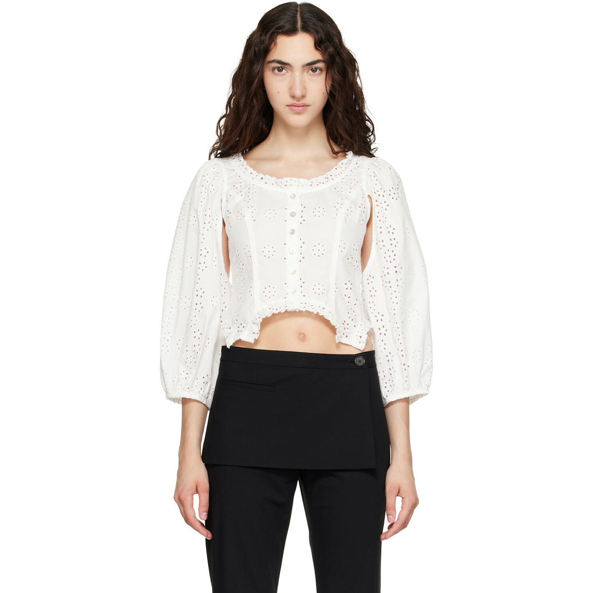 Sandy Liang White Palisade Blouse