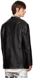 R13 Black Belt Collar Leather Jacket