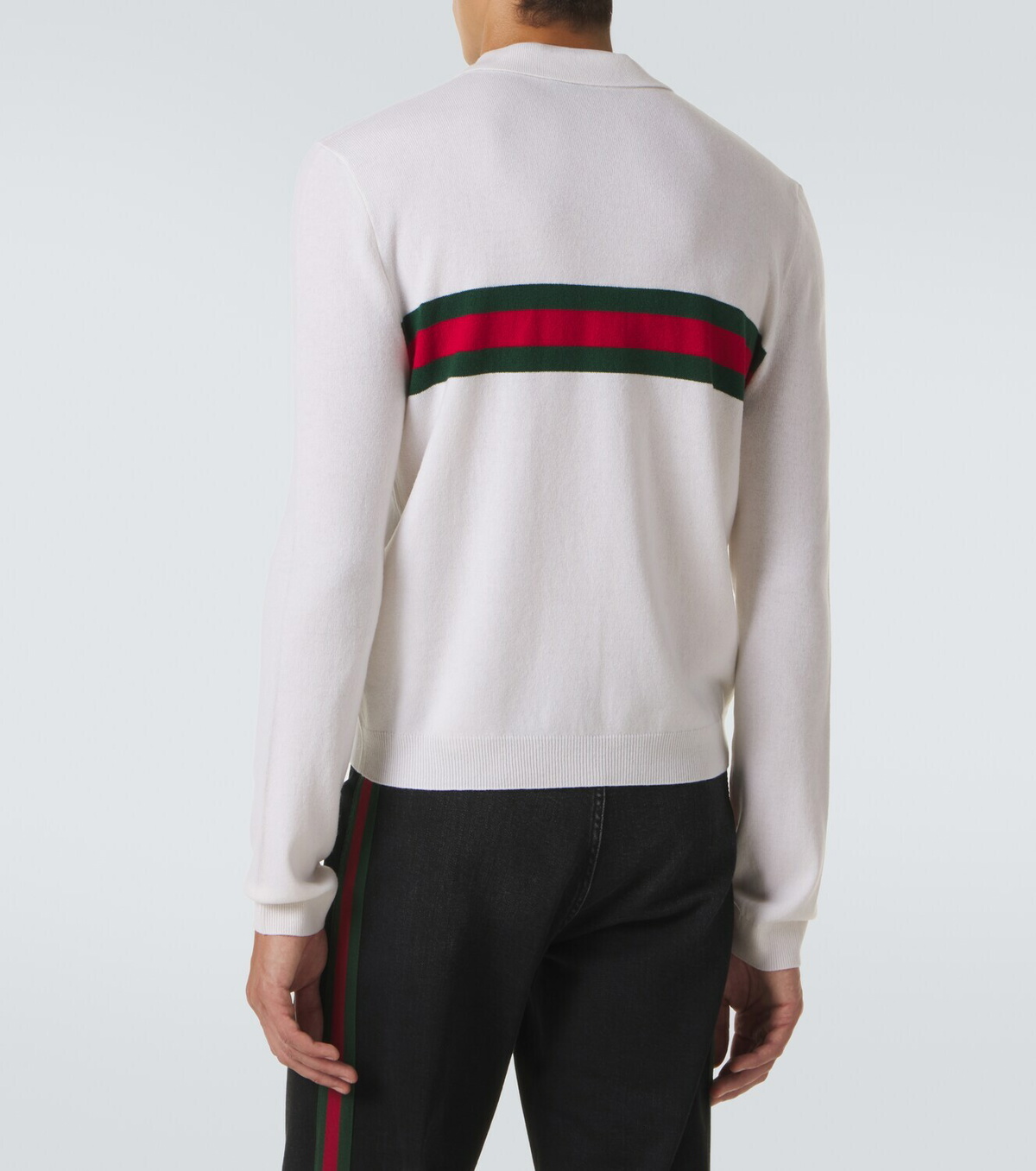 Gucci Web Stripe cashmere polo shirt