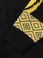 KAPITAL - Distressed Jacquard-Knit Sweater - Black