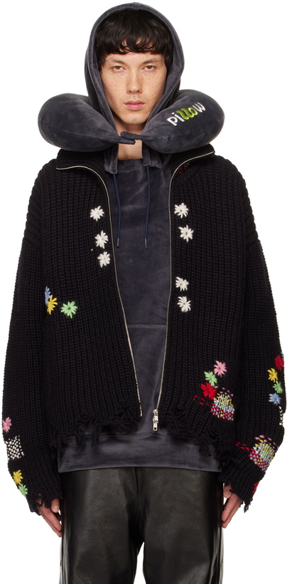 Photo: doublet Black Darning Cutoff Drivers Cardigan