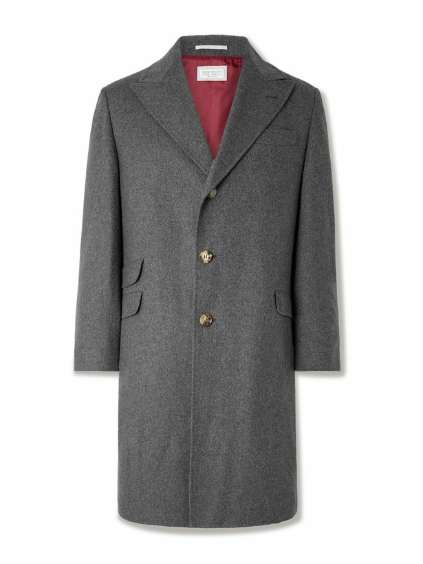 Photo: Brunello Cucinelli - Wool and Cashmere-Blend Overcoat - Gray