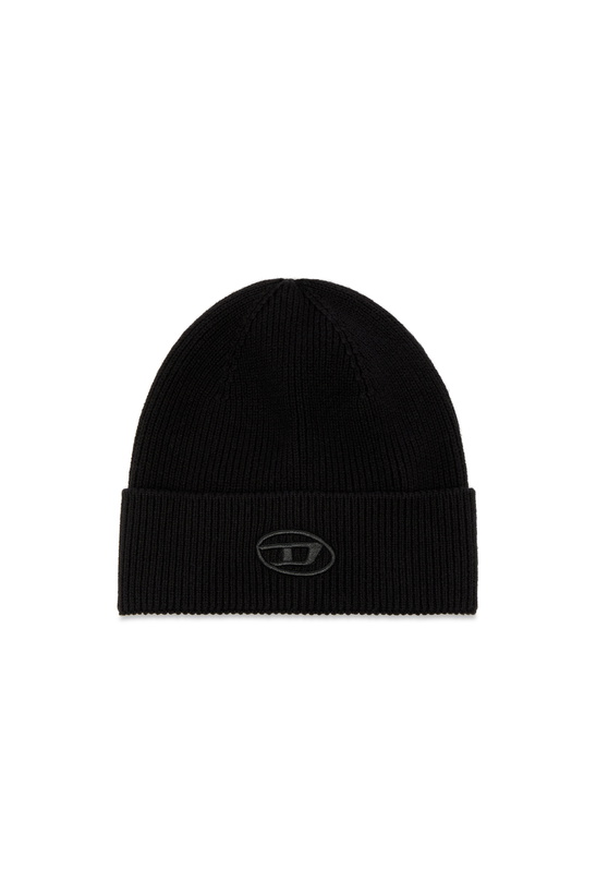 Photo: Diesel Ribbed beanie with D embroidery - Knit caps - Unisex - Black