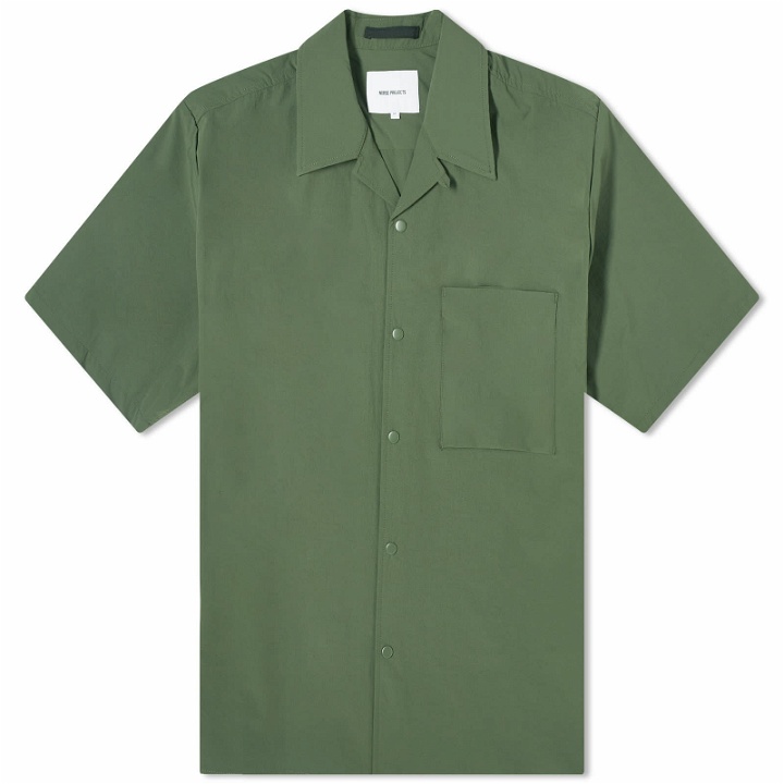 Photo: Norse Projects Men's Carsten Travel Light Short Sleeve Shirt in Spruce Green