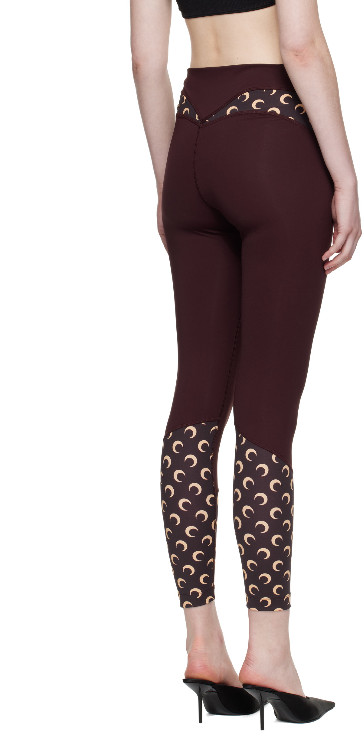 Marine Serre Burgundy Athleisure Moon Insert Leggings