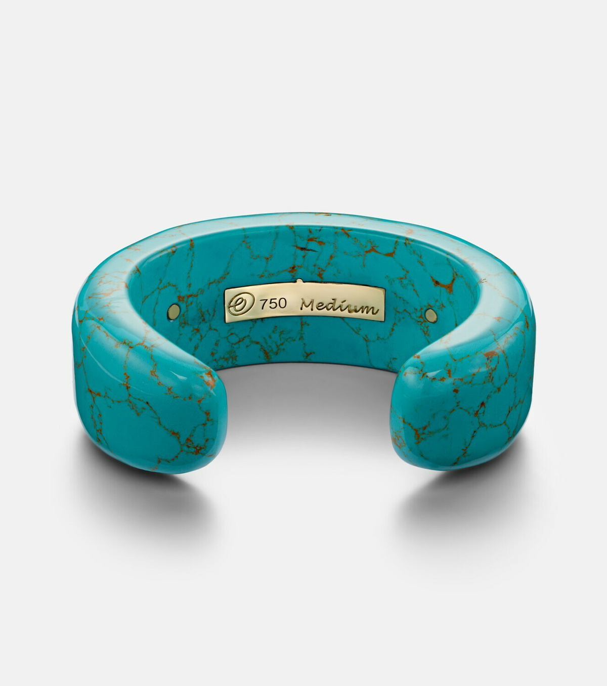 Octavia Elizabeth 18kt gold and turquoise cuff bracelet with emeralds